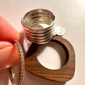 Ring bundle - Sterling Silver marked 926 / solid wood / semi-precious stones